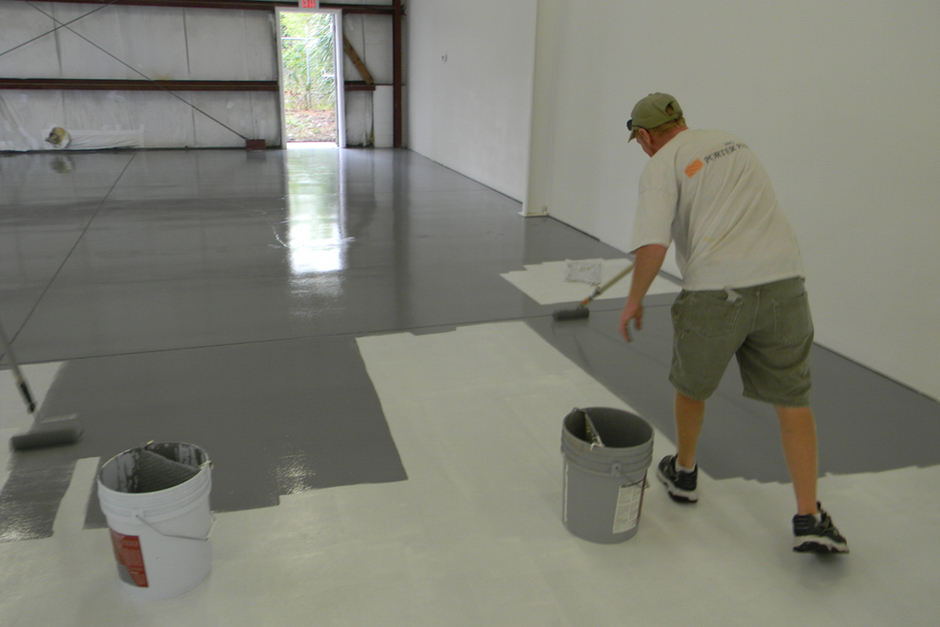 Industrial floor coating application