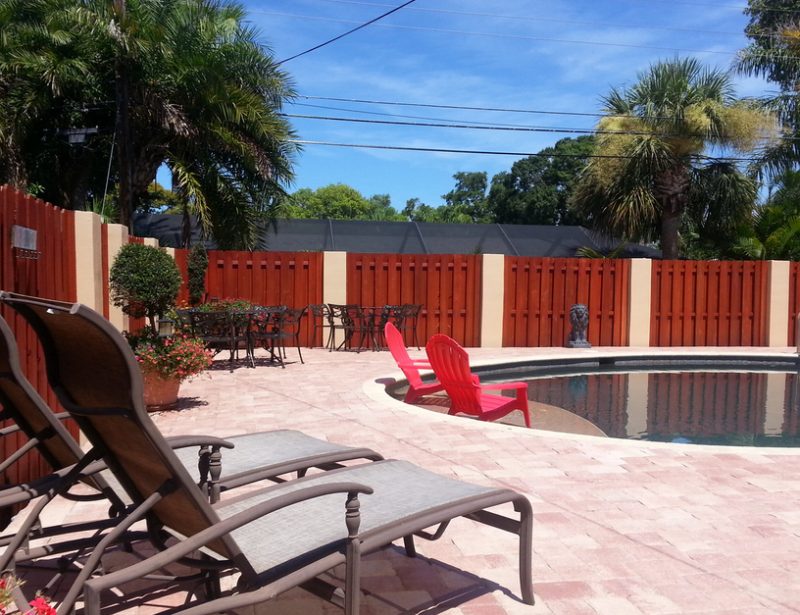 Wood repair and staining in progress